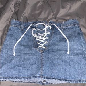 lace up denim skirt